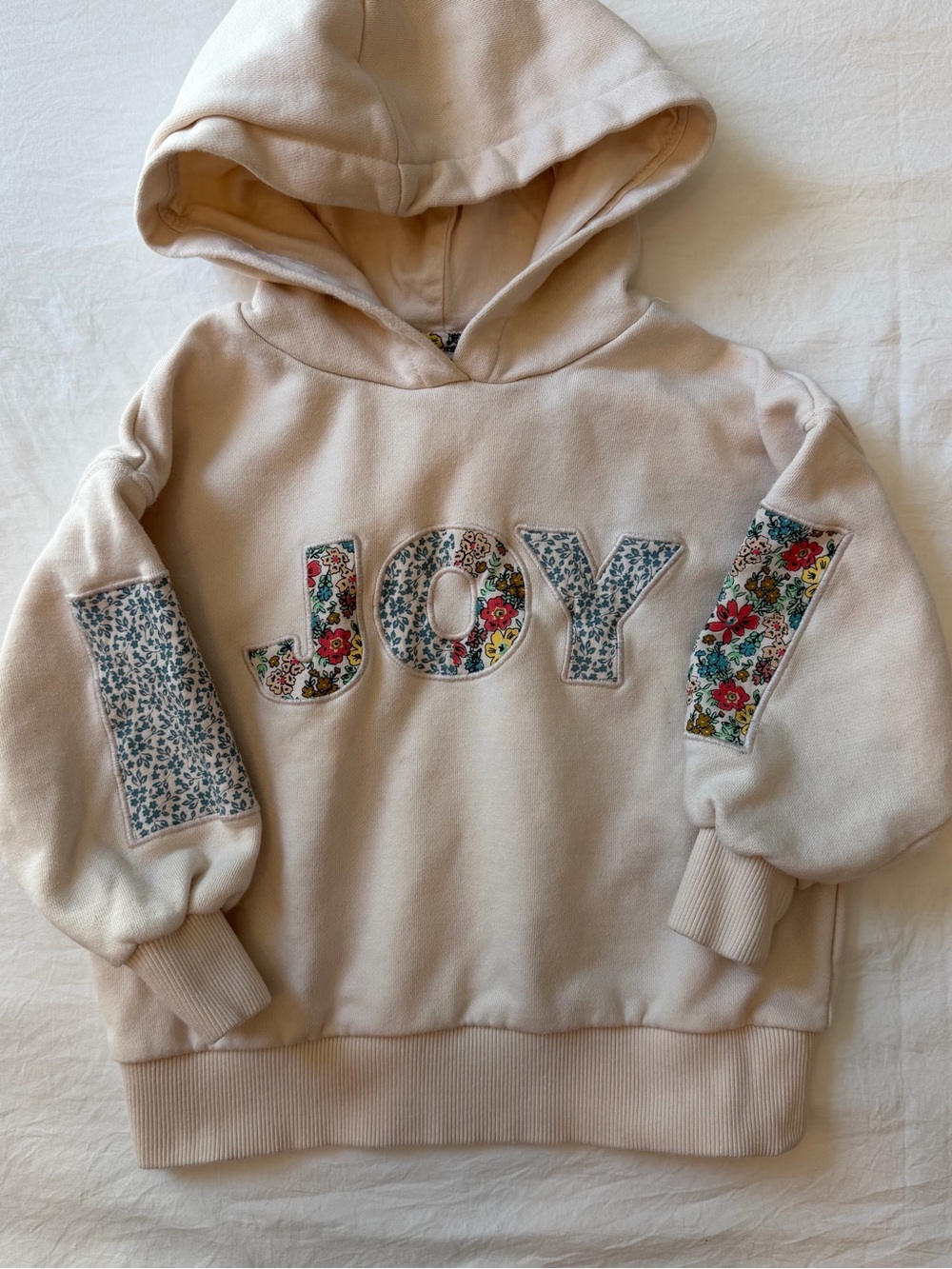 Monoprix “JOY” Floral Applique Hoodie Size 4